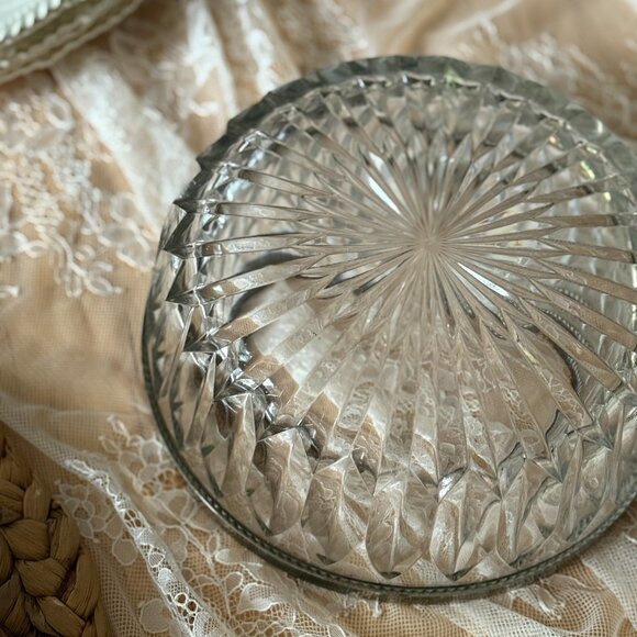 Antique Cut Glass Crystal Bowl with Silver Rim – Decorative Centerpiece - Picture 4 of 5